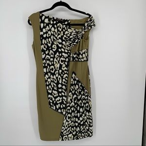 ROBERTO CAVALLI Women’s Midi Sleeveless Dress Green Black White Nylon Elastane